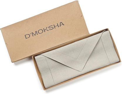 D'Moksha Homes Natural Linen Table Runner 108 Inches Long - 100% Pure Linen Diamond Table Runner 14 x 108 Inch for Dining, Fall and Halloween - Machine Washable