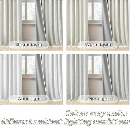 RAIN CITY Linen Blend Blackout Curtains 108 Inch Long 2 Panels Set,Back Tab Track System Curtains for Living Room Floor to Ceiling Length 9 FT Extra Long Light Blocking Pleated Window Drapes,Natural