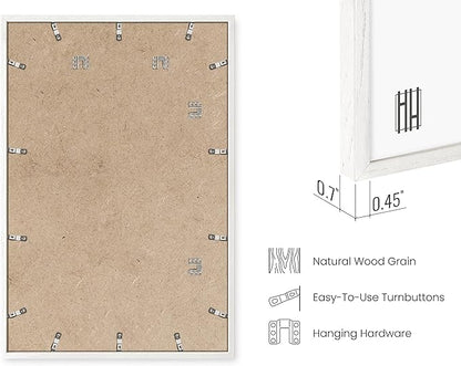 HAUS AND HUES 24x36 Frame Set of 6 - Poster Frames 24 X 36 Inches White Gallery Wall Frame Set, White Picture Frames Pack 24 x 36 Poster Frame, Large Picture Frames 24x36 Frame Wood (White Oak Frame)