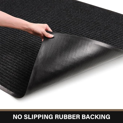 Large Front Door Mat, 60" x 36" Durable Front Doormat, Heavy Duty Large Welcome Door Matt for Home Entrance, No Slip Rubber Low Profile Door Mats for High Traffic Area