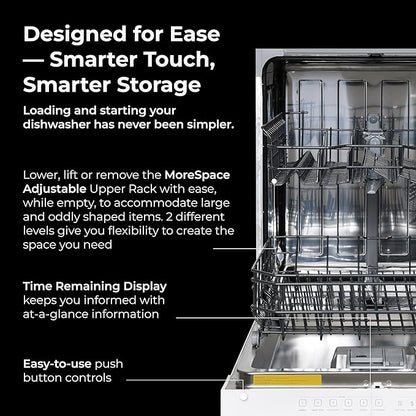 Kenmore 24" Built-in Stainless Steel Tub Dishwasher SmartWash, UltraWash, SmartDry Plus, MoreSpace Adjustable Rack and Leak Detect, Energy Star Certified, White