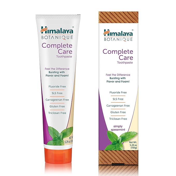 Himalaya Botanique Complete Care Toothpaste, Simply Spearmint, Plaque Reducer for Brighter Teeth and Fresh Breath, 5.29 oz, 4 Pack