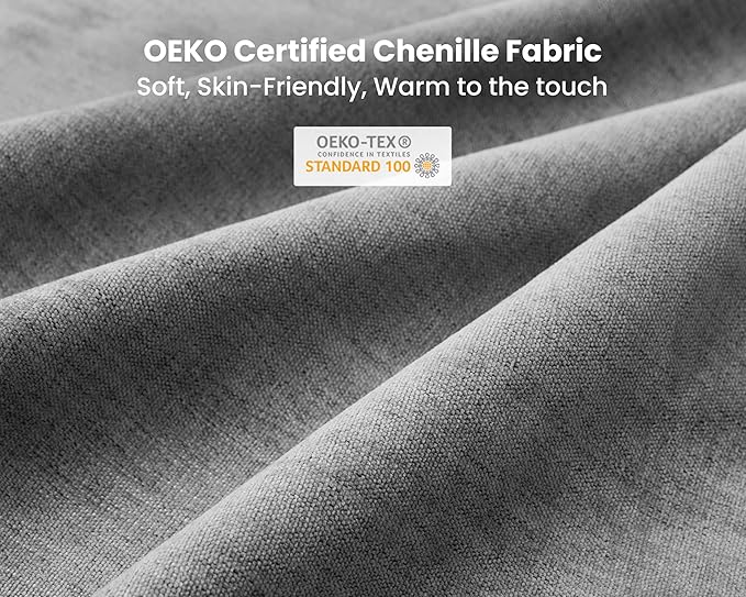 Oversized Modular Sofa, Extra Deep Cloud Chenille Sectional Couch with Ottoman Chaise, Fluffy Chenille 3 Seater Sofa for Living Room, Villa (Basic 3 Seater, Chenille Grey)