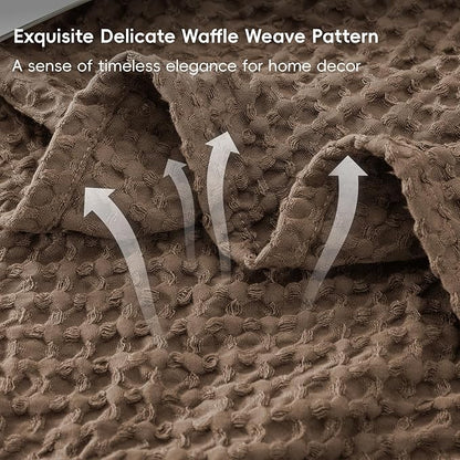 PHF Ultra Soft Waffle Weave Blanket Queen Size 90"x 90"- Washed Lightweight Breathable Cozy Woven Blanket for Bed - Aesthetic Decor for Couch Bedding Sofa Home Car - Cocoa Brown