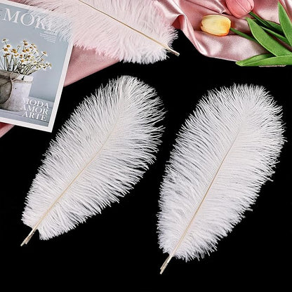 THARAHT White Ostrich Feathers 24pcs Natural Bulk 8-10Inch 20cm-25cm for Crafts Wedding Party Centerpieces Christmas Tree Decoration Feathers