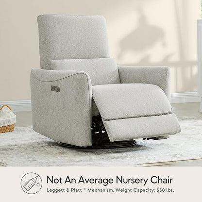 CHITA Power Recliner Chair Swivel Glider, FSC Certified Fabric Living Room Nursery Reclining Sofa Chair with Lumbar Support, Dove Grey