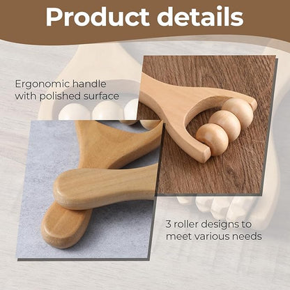 2 Pcs Wooden Massage Roller, Massage Hand Roller Massagers for Neck Muscle Rollers Stick Wooden Massager Tool for Back Rolling Hands Foot The Face Ball Full Body
