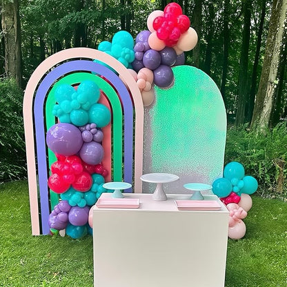 Pink Purple Blue Balloons 60 Pcs Hot Pink Light Pink Teal Purple Latex Balloon Pastel Purple Teal Pink Confetti Balloons for Kids Magic Theme Mermaid Princess Birthday Baby Shower Party Decor