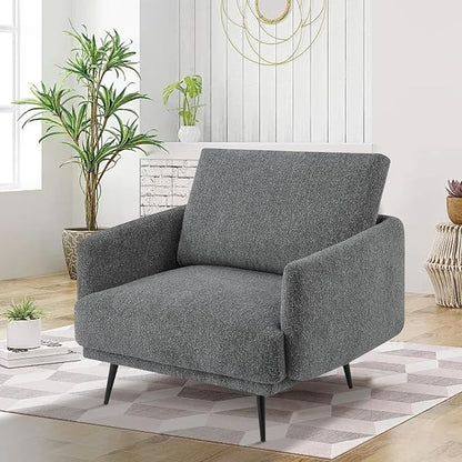 Oversized Accent Chair for Living Room Chairs Reading Arm Chair Comfy Modern Single Sofa Side Chairs with Metal Legs & Soft Cushion for Bedroom, Balcony,Waiting Room(Chenille, Dark Grey)