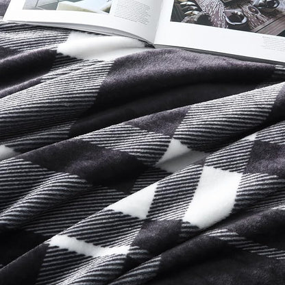 MERRYLIFE Black and White Plaid Throw Blanket Decorative Fleece Throw | Ultra-Plush Colorful | Couch Blanket Travel Lap | Home Gift Use(50" 60",Black White)