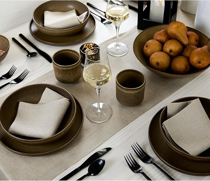 Solino Home Linen Natural Table Runner 144 Inches Long - 100% Pure Linen Extra Long Table Runner 14 x 144 Inch for Fall, Autumn, Thanksgiving - Fete
