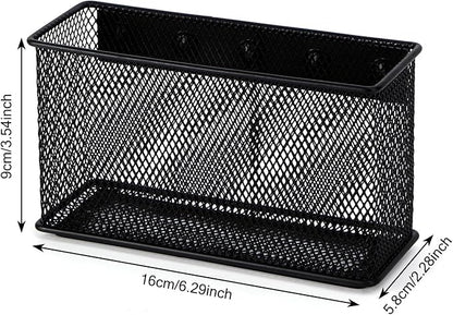 Wire Mesh Storage Baskets Organizer Black Magnetic Basket with 5 Strong Magnets, Magnetic Organizer Holder for Refrigerator Locker Whiteboard Office,Home 6.29'' × 2.28'' × 3.54''，4 Pack