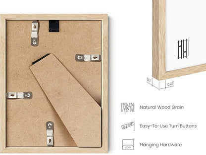 HAUS AND HUES 6x8 Natural Oak Wooden Picture Frame - 6x8 Poster Frame - Premium Oak, Vertical Hang, Shatterproof Plexiglass - Ideal for Home, Room, Office (6x8 in, Natural Oak)