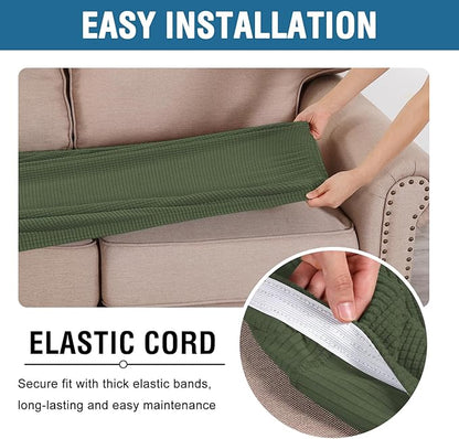 H.VERSAILTEX Super Stretch Individual Seat Cushion Covers Sofa Covers Couch Cushion Covers Slipcover Sets Thick Jacquard Textured Twill Fabric (1 Piece Sofa Cushion Cover, Bronze Green)