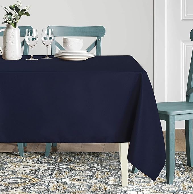 sancua Rectangle Tablecloth - 54 x 78 Inch - Stain and Wrinkle Resistant Washable Polyester Table Cloth, Decorative Fabric Table Cover for Dining Tables, Buffet Parties and Camping, Navy