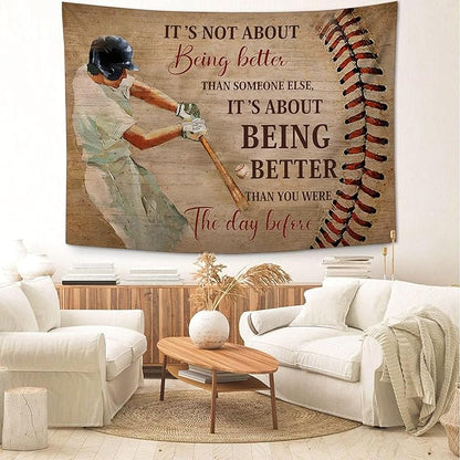 yowecso Baseball Tapestry Sport Theme Tapestry Wall Hanging for Bedroom Baseball Tapestries Aesthetic Wall Decor for Home Dorm Living Room 50"x60"