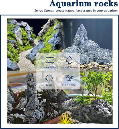 Aquarium Rocks Seiryu Stones Natural Hardscape Stone for Aquariums, Fish Tanks, Bonsai, Terrariums, Wargaming Dioramas, Indoor or Outdoor Gardens-5Lb(2-6 Inch)