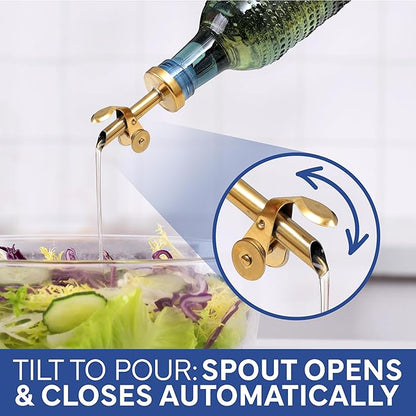 COOK WITH COLOR Glass Olive Oil Bottle Dispenser - 2 Pack- 17oz Oil and Vinegar Cruet - Olive Oil Carafe Decanter for Kitchen