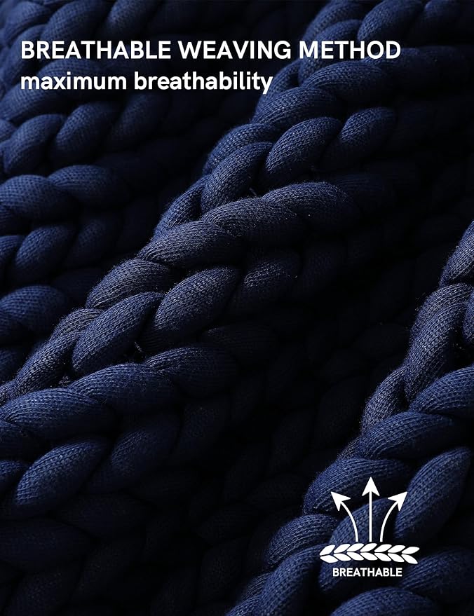 YnM Chunky Throw Blanket, Medium-Weight, Hand Knitted, Skin Friendly, Ventilated and Breathable, Machine Washable, Home Décor Piece for Couch, Sofa and Bed (Indigo Blue, 60x80 Inch)