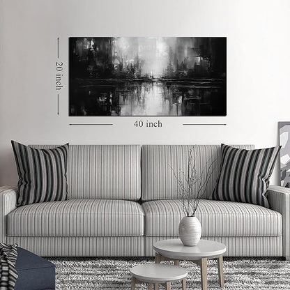 Abstract Wall Pictures for Living Room,Black Art Paintings for Wall Office Wall Art Bedroom Wall Decor 20 x 40 Inch