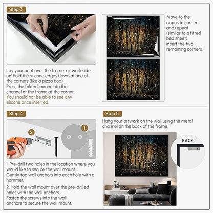 SIGNWIN 60"x72" Extra Large Framed Wall Art Magical Firefly Night Forest, Enchanted Woodland Scene for Home Living Room Bedroom Decor (Frame Assembly Required)