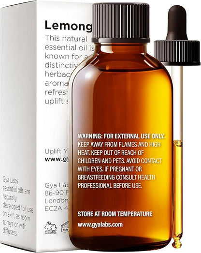 Gya Labs Lemongrass Essential Oil for Diffuser - Huge 4 Fl Oz - 100% Pure Natural Lemongrass Oil for Hair, Skin & Candle Making Scent
