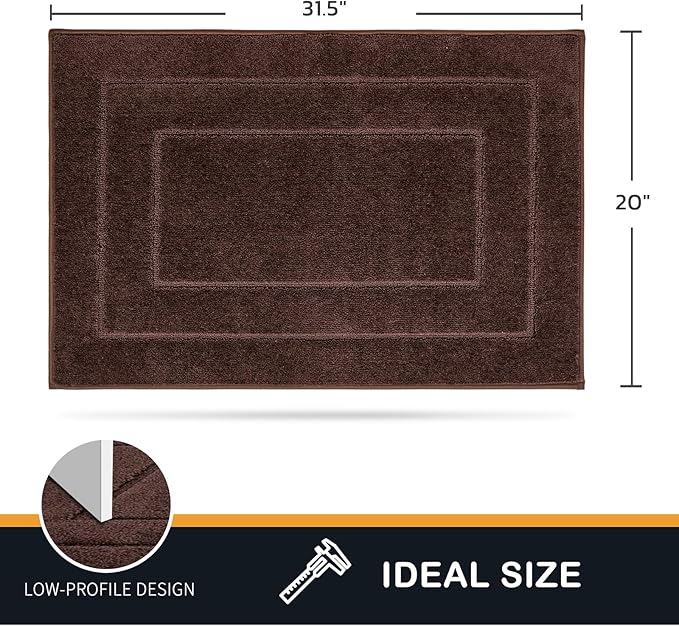 PURRUGS Dirt Trapping Door Mat 20" x 31.5", Non-Slip/Skid Machine Washable Entryway Rug, Dog Doormat, Super Absorbent Welcome Mat for Muddy Wet Shoes and Paws, Brown