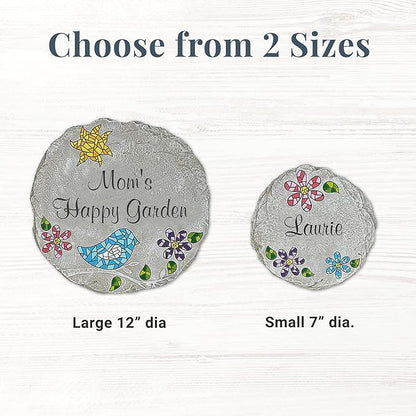 Let's Make Memories Personalized Mosaic Garden Stone - for Grandma, Mom – Small Stone - Personalize Message