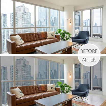 HIDBEA One Way Privacy Window Film, Daytime Mirror Reflective Heat Control UV Sun Blocking Non-Adhesive Static Cling Window Tint for Home and Office(Gray-Silver, 17.5 Inch x 6.5 Feet)