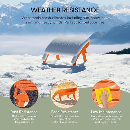 WestinTrends Dylan Outdoor Patio HDPE Adirondack Ottoman Footrest, Orange