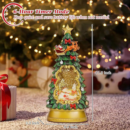 Christmas Snow Globes,with Musical and 6 Hour Timer,Snow Globes Lights, Christmas Indoor Decorations, Christmas Tree Decorations,USB & Battery Powered,Christmas Snowman Skiing