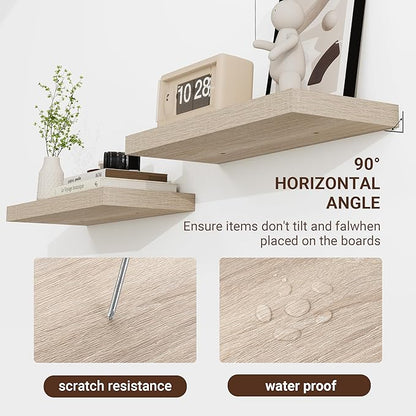 48 Inch Floating Shelves, 3D Textured Wood Grain, 48"x9.25"x1.5" Inch Deep Floating Shelves for Wall, Wooden Shelves for Bathroom, Bedroom, Living Room, Vintage White Oak