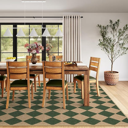 Lahome Checkered Washable Rugs 8x10, Easy Jute Rug for Living Room Patio, Farmhouse Neutral Indoor Outdoor Carpet Non Slip Non Shedding Floor Carpet for Office Deck Backyard