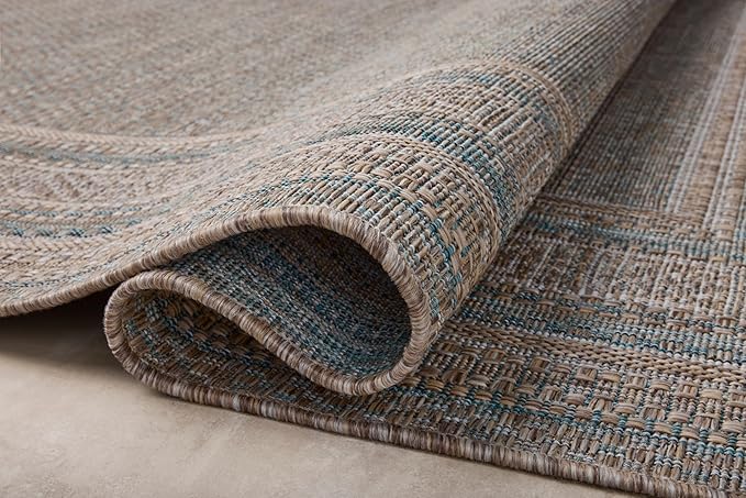 Loloi Amber Lewis Topanga Collection TOP-05 Natural/Teal 7'-10" x 10' Indoor/Outdoor Area Rug