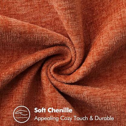MIULEE Pack of 2 Fall Couch Throw Pillow Covers 18x18 Inch Rust Farmhouse Decorative Pillow Covers with Stitched Edge Soft Chenille Solid Dyed Pillow Covers for Sofa Bed Living Room
