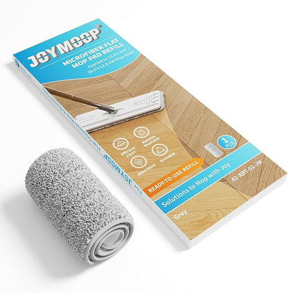 JOYMOOP Flat Mop Pad, Microfiber Mop Pad, Squeeze Mop Pads Replacement, 15" Refill 1 Pack - Grey