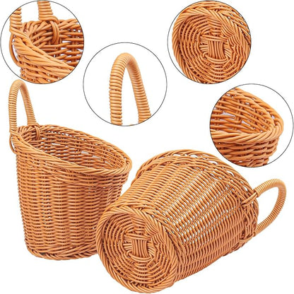 6 Pack 3 Size Woven Hanging Fruit Basket, Wall Hanging Wicker Baskets, Wall fruit Wicker Basket for Kitchen, Planter, Vegetable & Fruit, Boho Home Decor