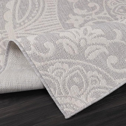 Medallion Outdoor Rug 5x7 Washable Outside Carpet for Indoor Patio Porch Waterproof Easy Cleaning Non Shedding Area Rugs Gray 5 x 7