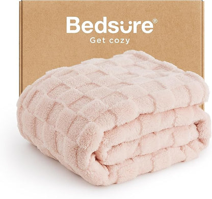 Bedsure GentleSoft Light Pink Throw Blanket for Couch - Super Soft Cozy Blankets Gifts for Women Men Girls, Cute Small Fleece Throws for Bedroom Home Decor, 50x70 Inches