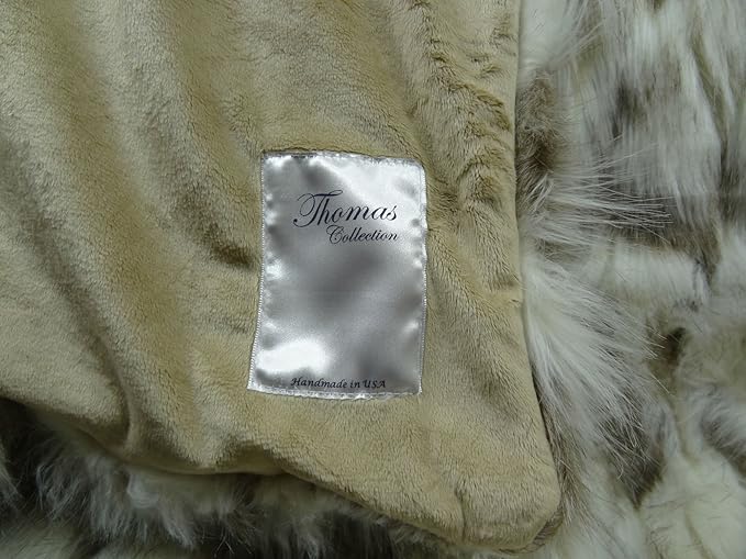 Ivory Faux Fur Throw Blanket & Bedspread Tibet Fox Fur - Ivory Beige Luxury Soft Faux Fur, Handmade in US, 16445