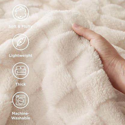 Bedsure GentleSoft Twin Blanket for Bed Light Beige - Super Soft Cozy Blankets for Women Men Girls, Cute Fuzzy Fleece Throws for Bedroom Couch, 60x80 Inches