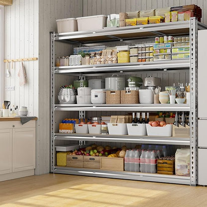 REIBII Garage Shelving, 5 Tier Storage Shelves Load 3000LBS, Adjustable Garage Shelving Heavy Duty, Metal Shelves Unit for Basement, Warehouse, 48" W x 72" H x 18" D, Galvanized
