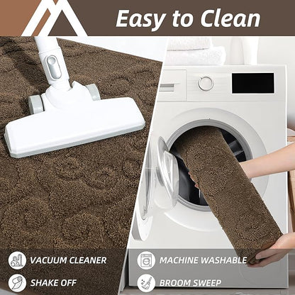 COSY HOMEER-Door-Mat-Non-Slip-Entryway-Rug 32”x48” Absorbent Welcome Mats Washable Dirt Trapper Door Mat Entrance Floor Mats for Front Back Doormats and Wet Shoes,Brown