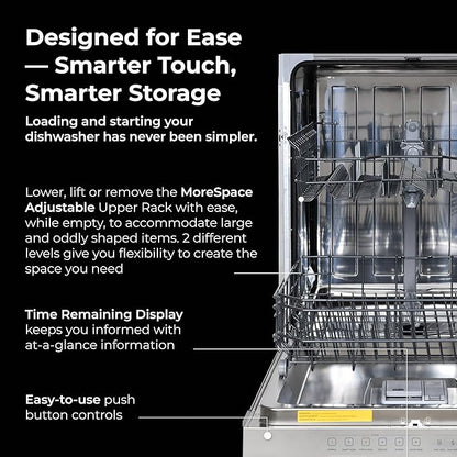 Kenmore 24" Built-in Stainless Steel Tub Dishwasher SmartWash, UltraWash, SmartDry Plus, MoreSpace Adjustable Rack, Energy Star Certified, Fingerprint Resistant