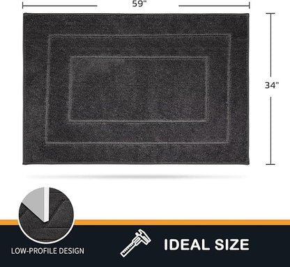PURRUGS Dirt Trapping Door Mat 34" x 59", Non-Slip/Skid Machine Washable Entryway Area Rug, Dog Doormat, Super Absorbent Welcome Mat for Muddy Wet Shoes and Paws, Charcoal