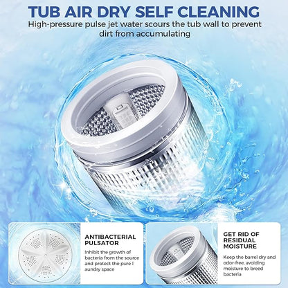 Nictemaw Portable Washing Machine 15.6Lbs Capacity Portable Washer with Drain Pump 2.1Cu.ft Full-Automatic Compact Washer with 10 Programs 8 Water Level for Home, Apartment, RV, Dorms