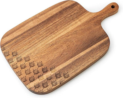 Acacia Wood Cutting Board - Wooden Kitchen Cutting Board for Meat, Cheese, Bread,Vegetables &Fruits- Charcuterie Board Cheese Serving Board with Handle,12" x 7”