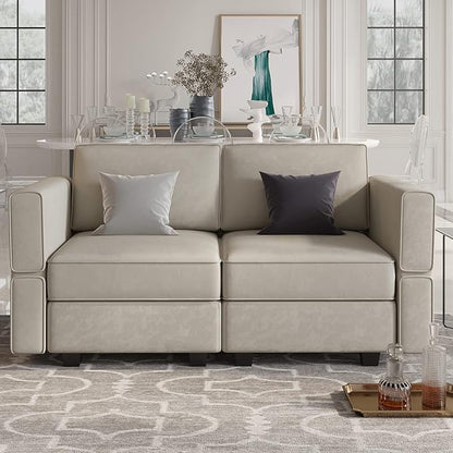 Belffin Modular Loveseat Sofa Couch with Storage Seats Velvet 2 Seater Love Seats for Small Spaces Grey
