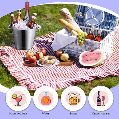 Amyhill 8 Pack Stainless Steel Ice Bucket 5.3 Quart/ 5 Liter with Handle Large Insulated Champagne Buckets Beer Bucket for Cocktail Bar Wine Parties Chilling Wine Champagne Home(Silver)
