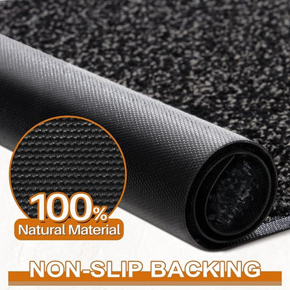 Mibao Front Door Mat, Dirt Trapper Welcome Mat for Outdoor Indoor, Non-Slip Waterproof Doormat, Durable Machine Washable Low Profile Entry Rug for Back Door Outside Patio Porch, 60" x 36", Black